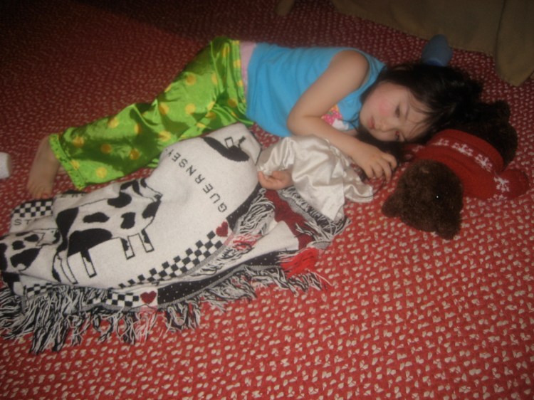 An impromptu nap on the floor.